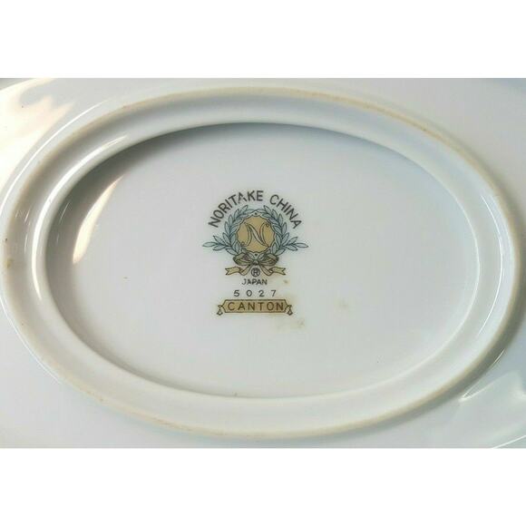 Noritake Canton 9" Gravy Boat with Attached Underplate Bamboo Asian China Japan - Picture 6 of 6